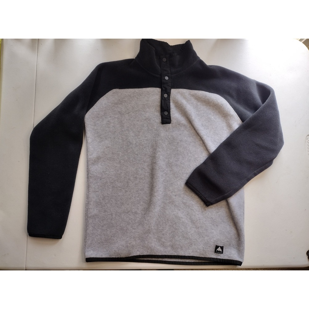 Burton Kids Spark Fleece Anorak Gray Black Snap Neck Pullover XL 14/16